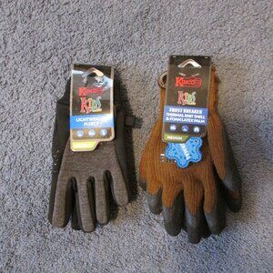 Kinco Kids Set 2 Medium Fleece Grip Palms Frost Breaker Thermal Knit Gloves